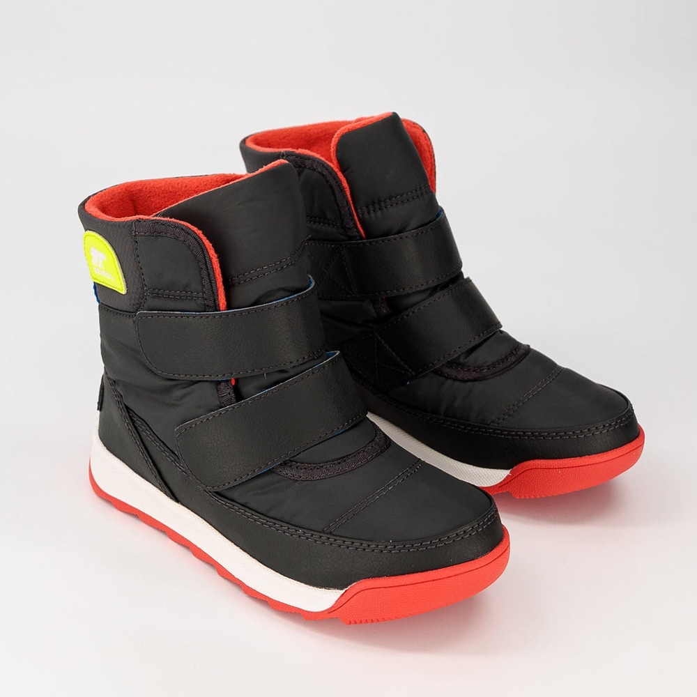 Sorel Kids Black Red Waterproof Snow Boots